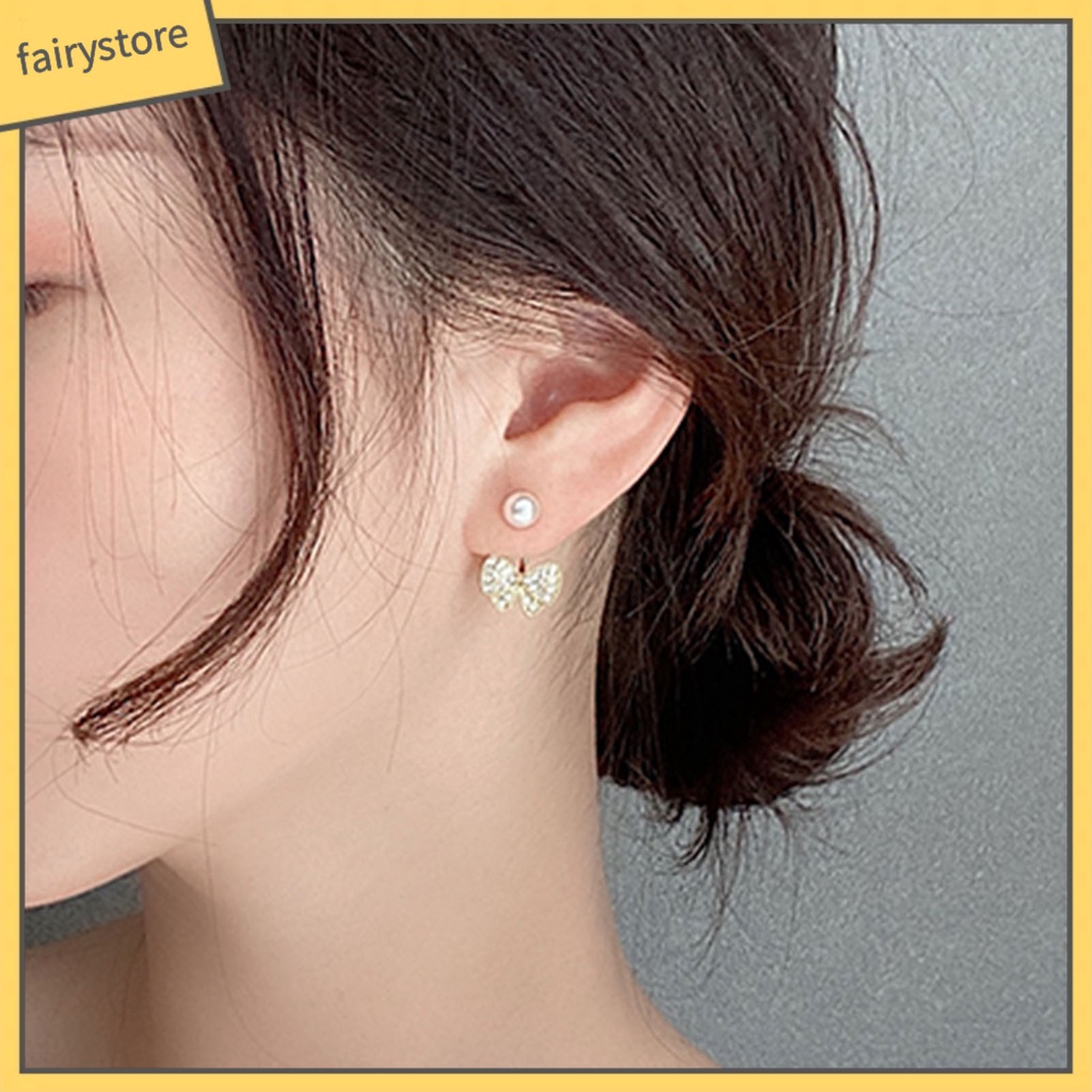 1 Đôi Bông Tai Đính Đá Bằng Hợp Kim Thoải Mái Dành Cho Nữ