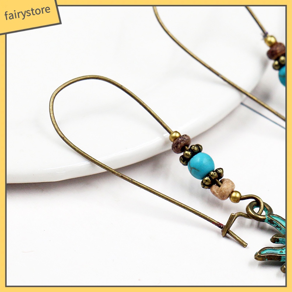 Bông Tai Hình Hoa Hướng Dương Đính Đá Ngọc Lam Giả Phong Cách Vintage Dành Cho Nữ