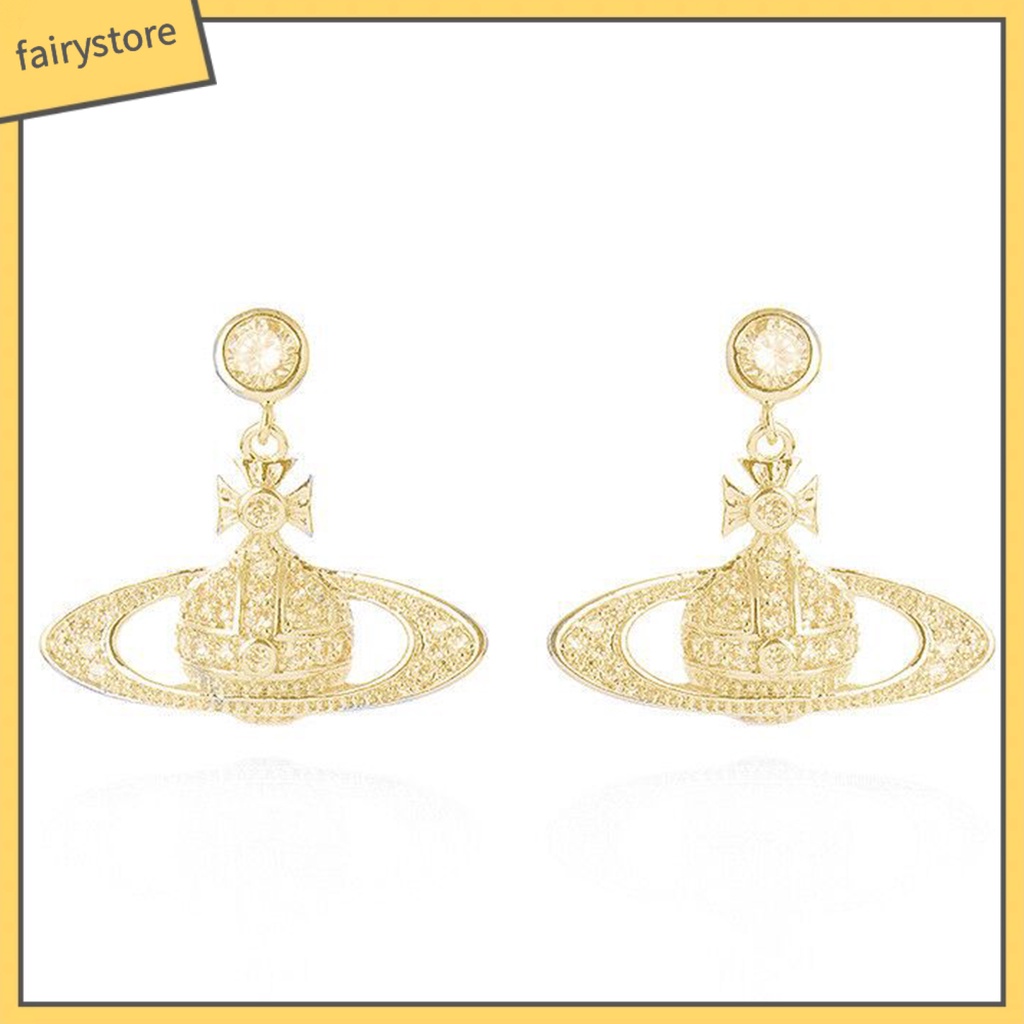 1 Đôi Bông Tai Hình Hành Tinh Đính Đá Lấp Lánh Trọng Lượng Nhẹ