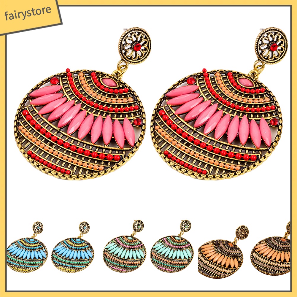 Đôi Khuyên Tai Dài Bản Tròn Kiều Boho Thời Trang Cho Nữ