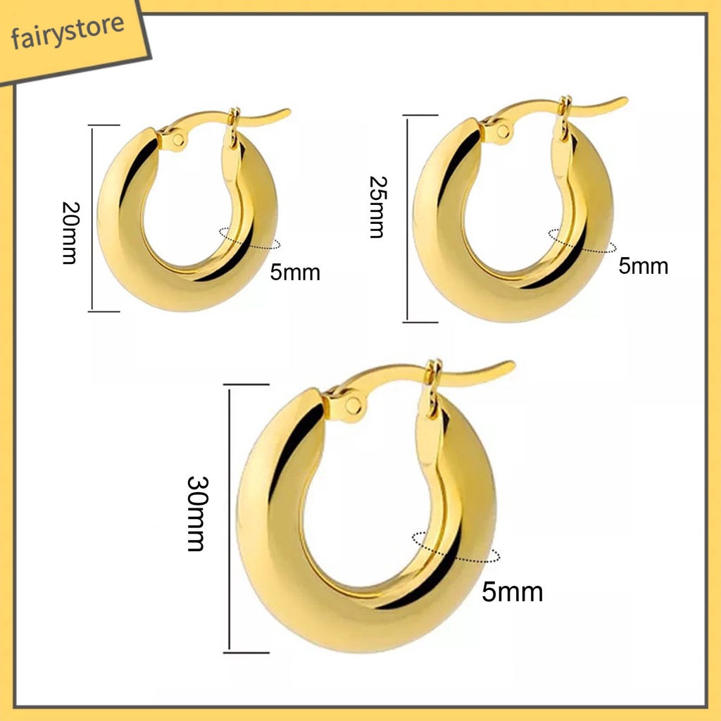 1 Đôi Bông Tai Hình Tròn Dày Dặn Màu Trơn Phong Cách Punk Dành Cho Nữ