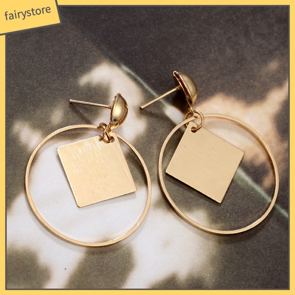 Bông Tai Hình Tròn / Vuông Thời Trang Dự Tiệc Cho Nữ