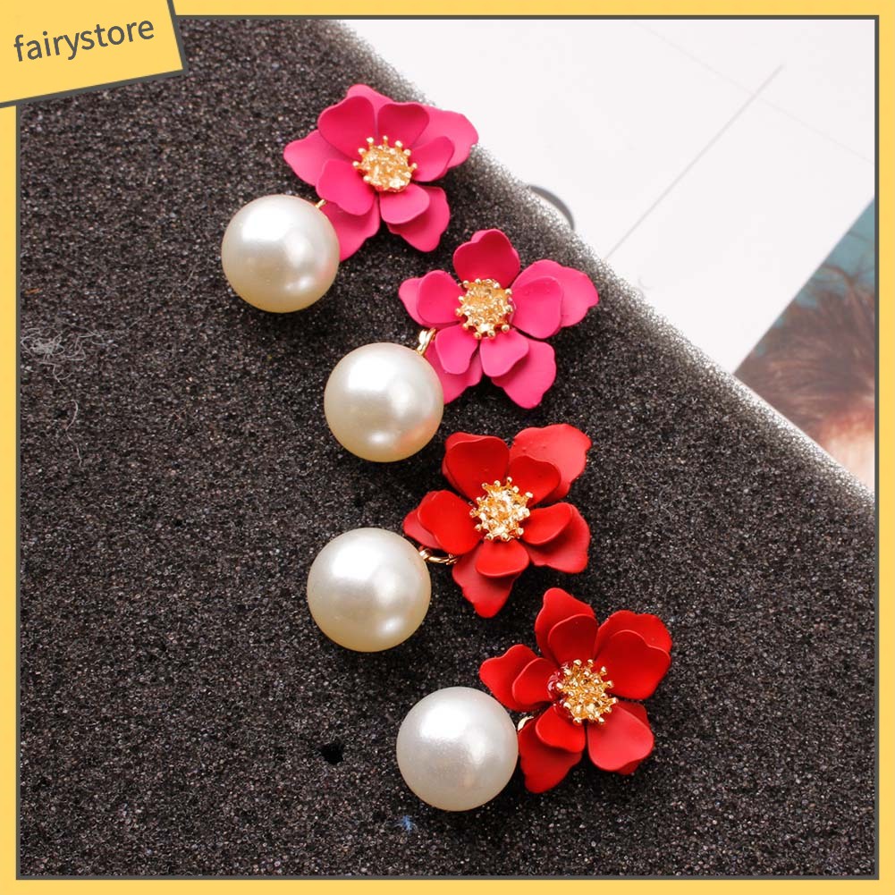 Bông Tai Hình Hoa Đính Ngọc Trai Giả Ngọt Ngào Thời Trang Mùa Hè Cho Nữ