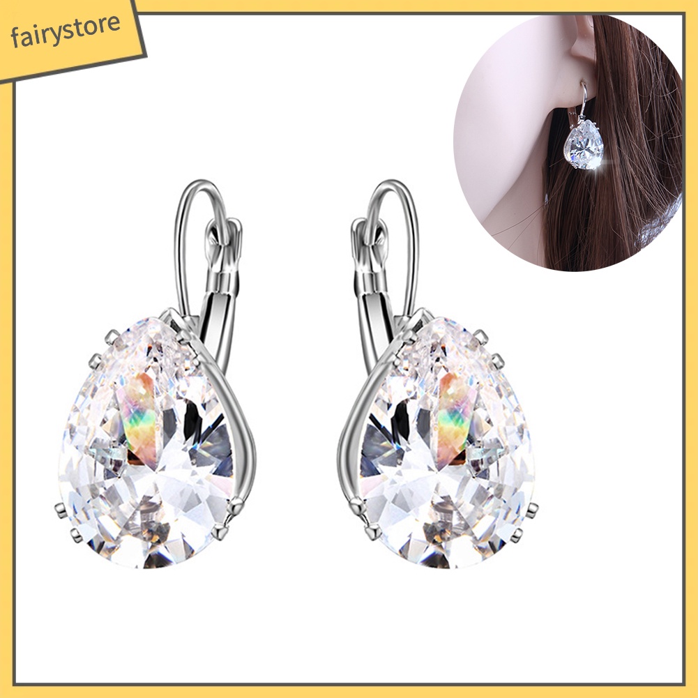 Bông Tai Hình Giọt Nước Đính Đá Zircon Thời Trang Dành Cho Nữ