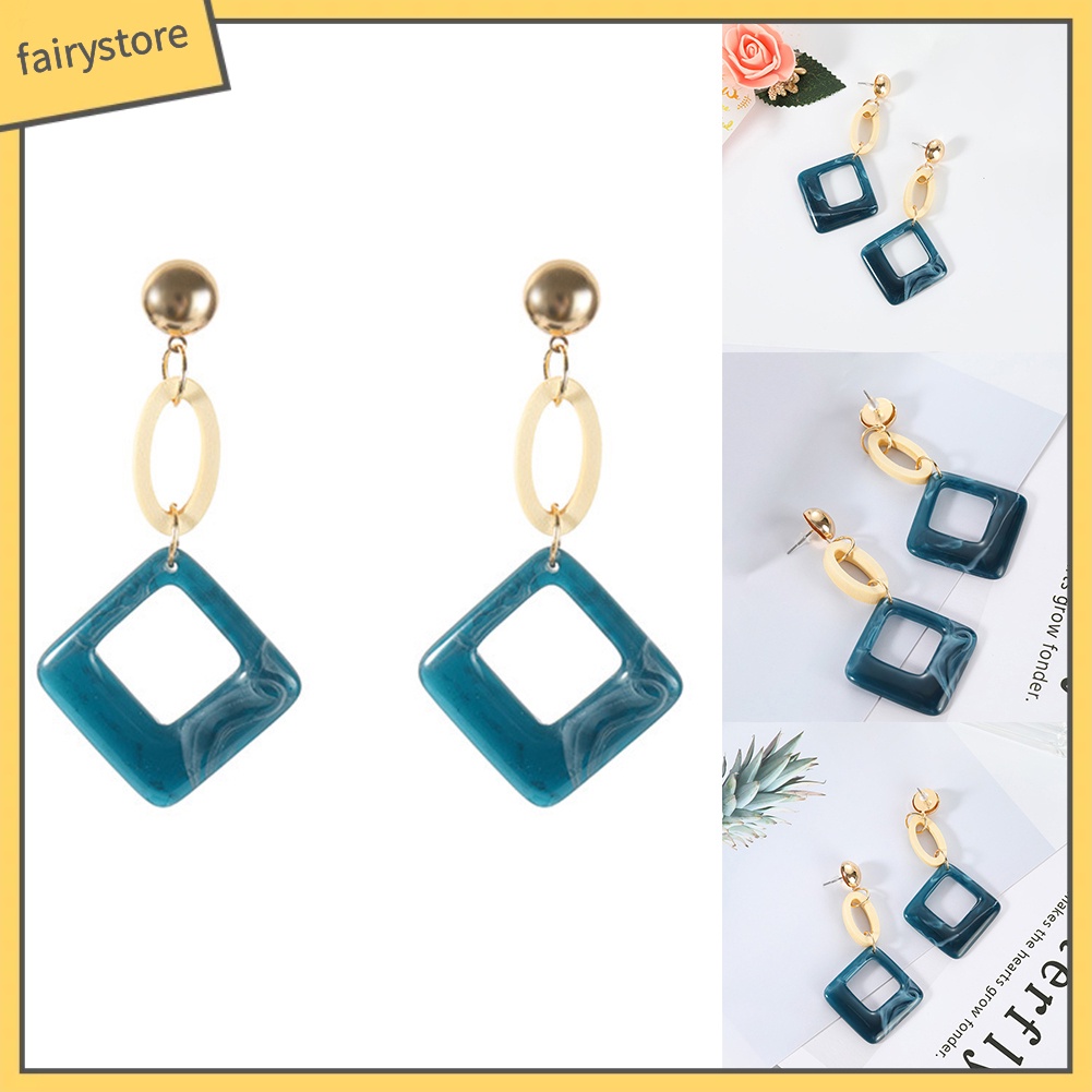 Bông Tai Hình Thoi Tròn Phong Cách Vintage Dành Cho Nữ