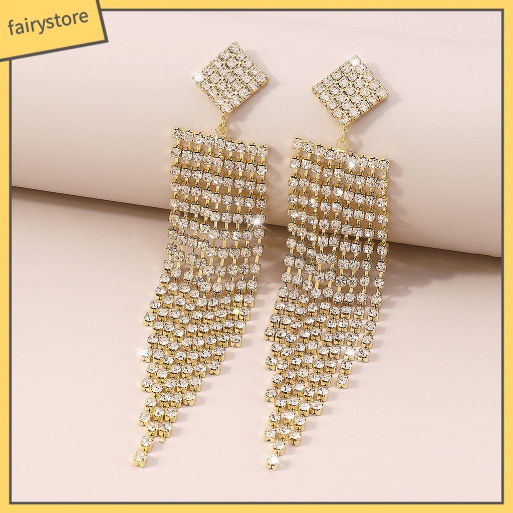 1 Đôi Bông Tai Tua Rua Đính Đá Lấp Lánh Phong Cách Bohemian Dành Cho Nữ