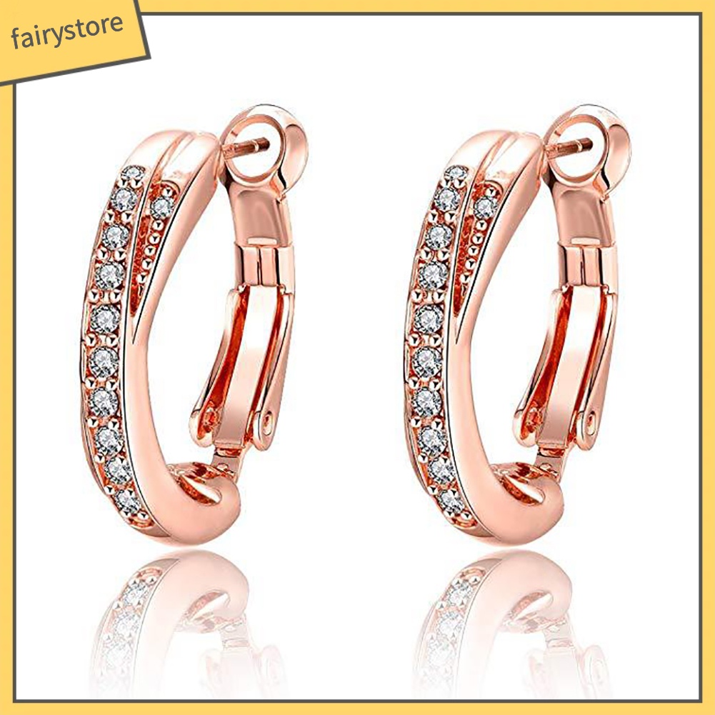 Bông Tai Tròn Đính Đá Lấp Lánh Thời Trang Thanh Lịch Dành Cho Nữ