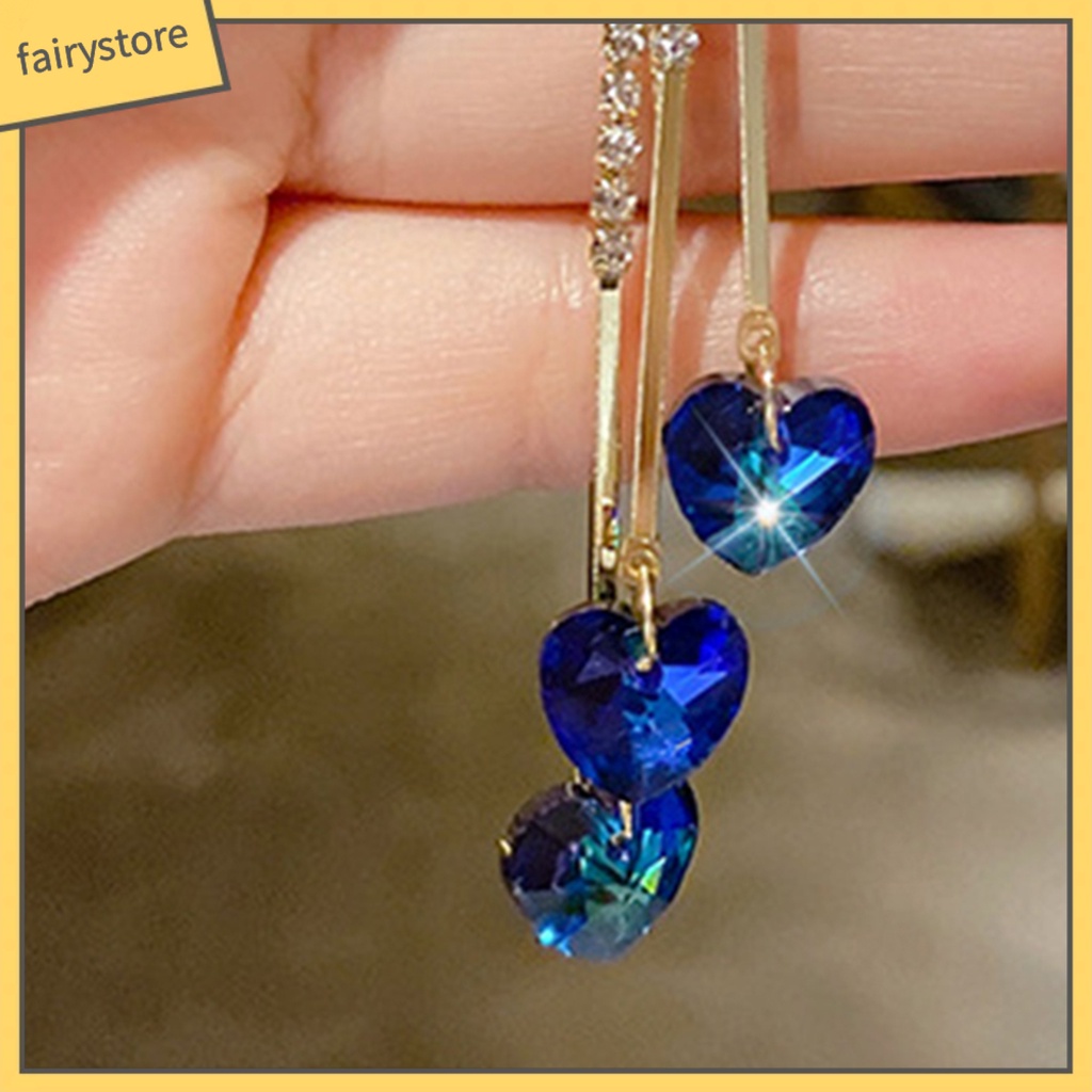 1 Đôi Bông Tai Đính Đá Phối Tua Rua Thời Trang Dành Cho Nữ