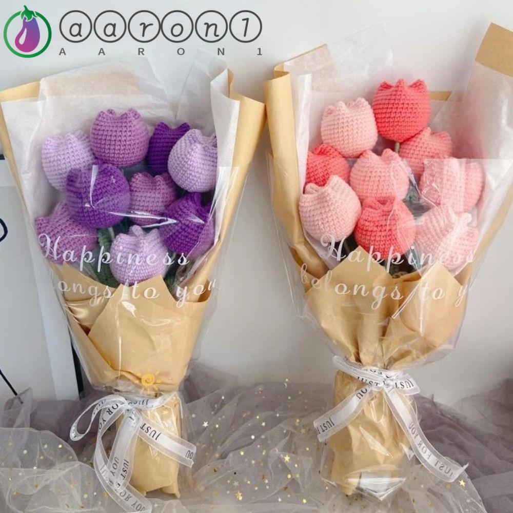 Aaron1 Bó Hoa Tulip Bằng Vải Cotton Dệt Thủ Công Không Phai Màu Dễ Sử Dụng Trang Trí Nhà Cửa