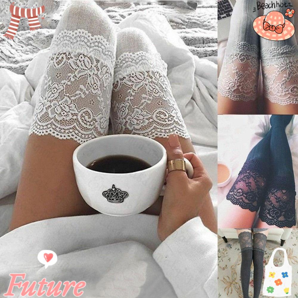 Tất Dệt Kim Cao Qua Gối Màu Sắc Trơn Quyến Rũ Thời Trang Cho Nữ