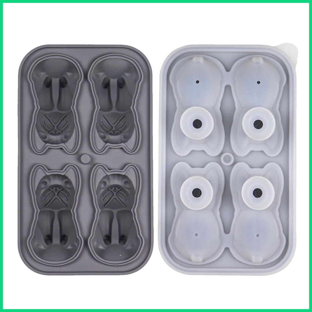 Khuôn Làm Đá 4 Ngăn Tạo Hình Chó Bull Sáng Tạo