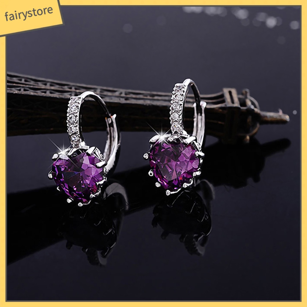 Bông Tai Hình Trái Tim Đính Đá Bằng Hợp Kim