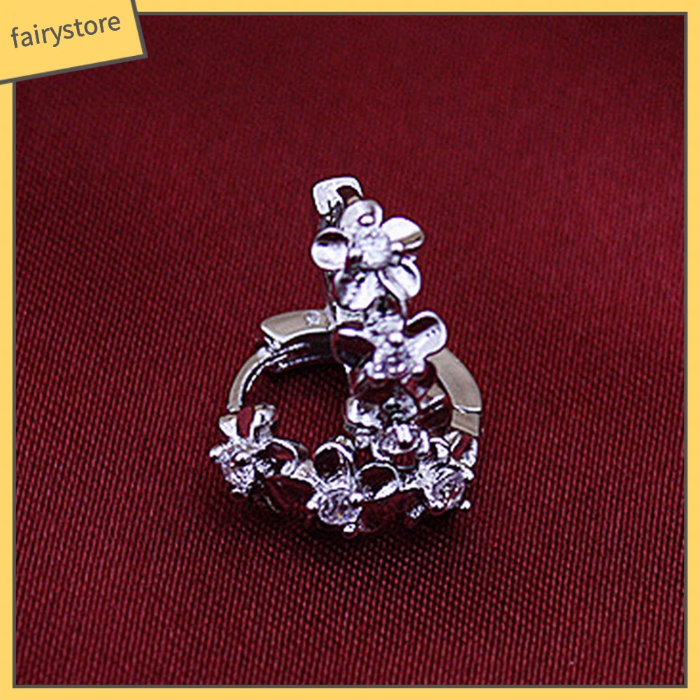 Bông Tai Mạ Bạc 925 Hình Hoa Đính Đá Ngọt Ngào Hoops