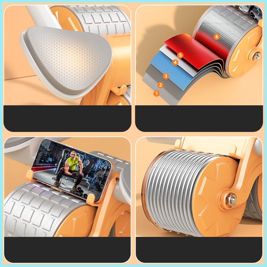 Con Lăn Tự Động Tập Cơ Bụng Kèm Đệm Đầu Gối