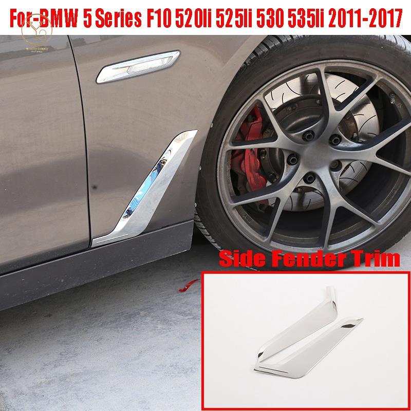 FENDER 1 Cặp Viền Chắn Bùn Bằng Thép Không Gỉ Mạ Chrome Cho BMW 5 Series F10 520Li 525Li 530 535Li 2011-2017