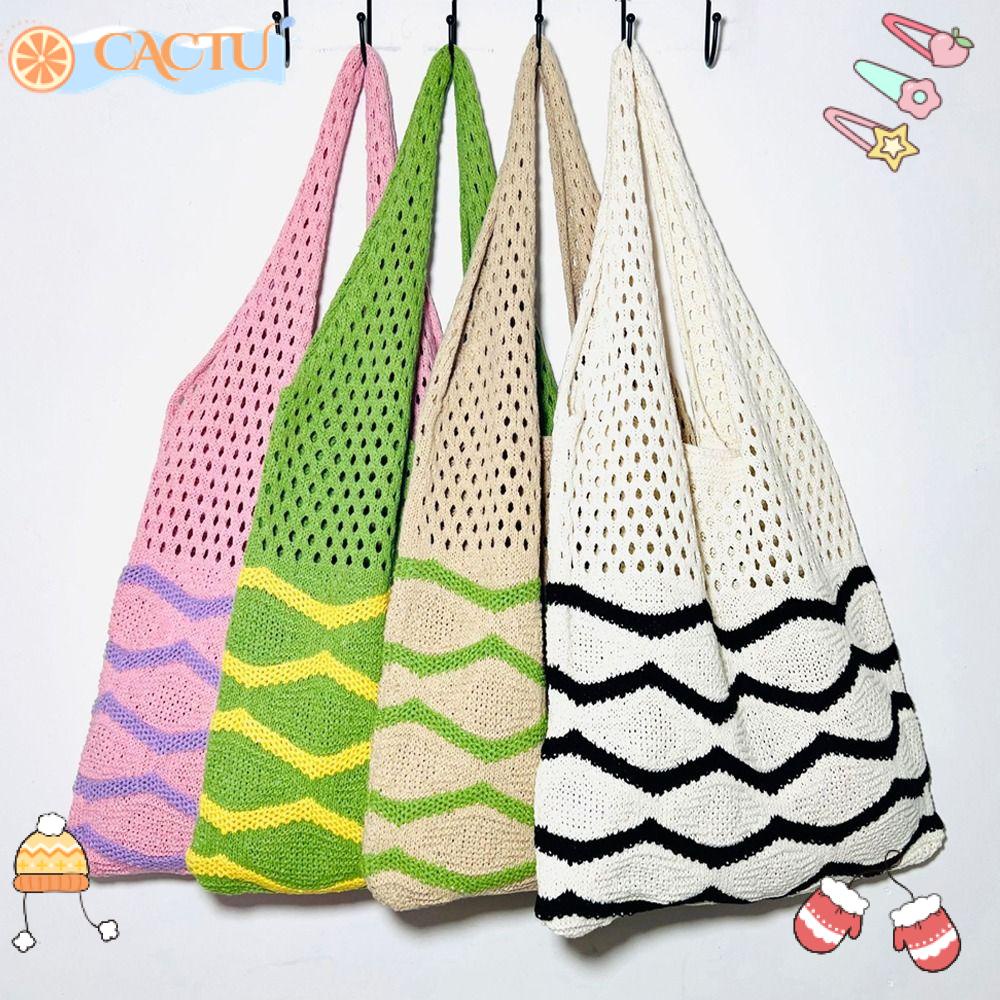 Túi Đeo Vai Đan Len Khoét Rỗng Sức Chứa Lớn Thời Trang