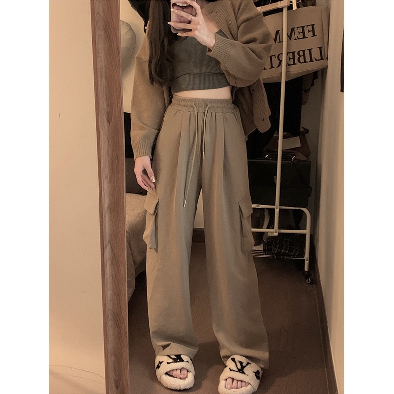 Quần Dài Lưng Cao Ống Rộng Phong Cách Hiphop Thời Trang Hàn Quốc Cho Nữ Có Size Lớn