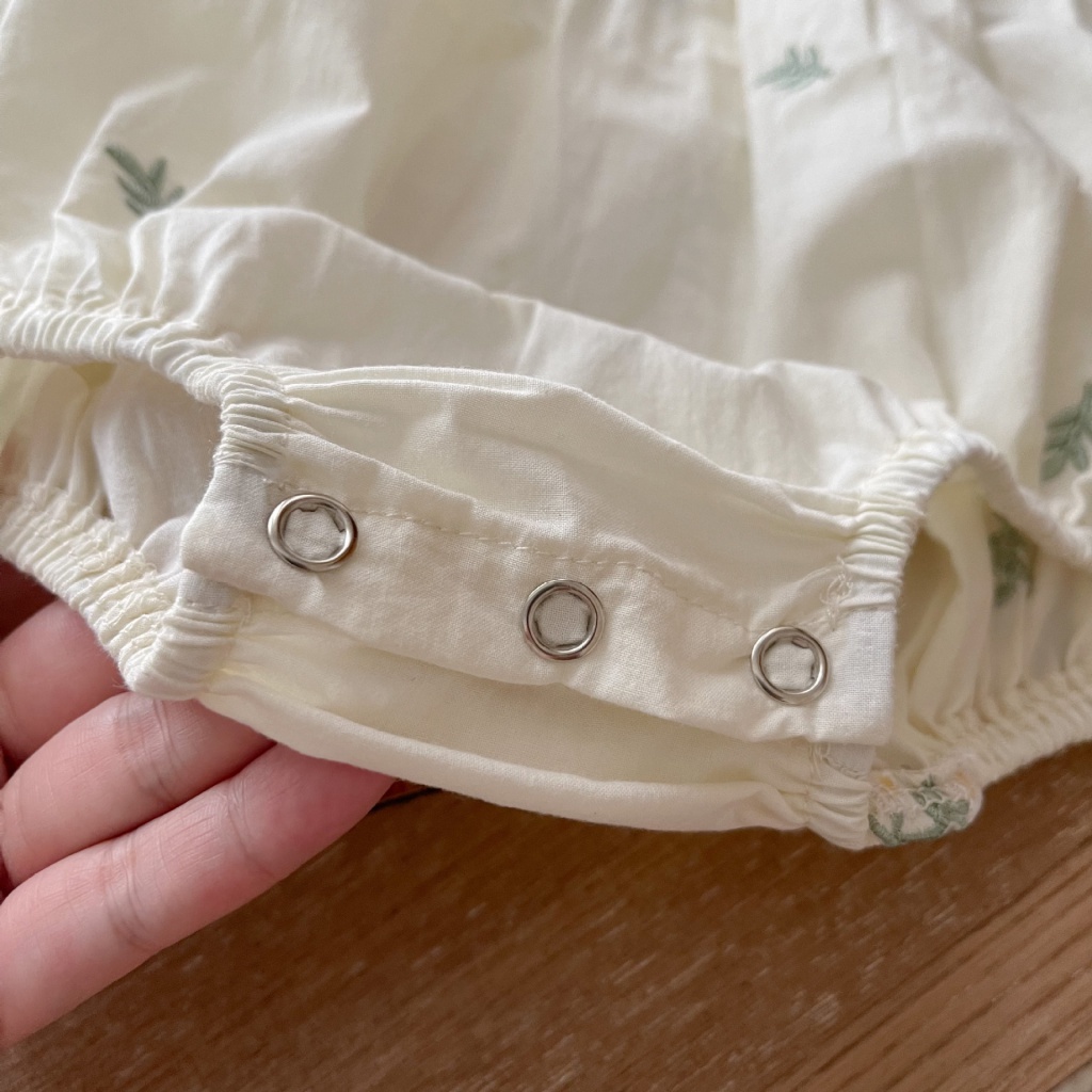 Áo Liền Quần Ngắn Tay Phồng Thêu Họa Tiết Thời Trang Mùa Hè Cho Bé Gái ZK7V