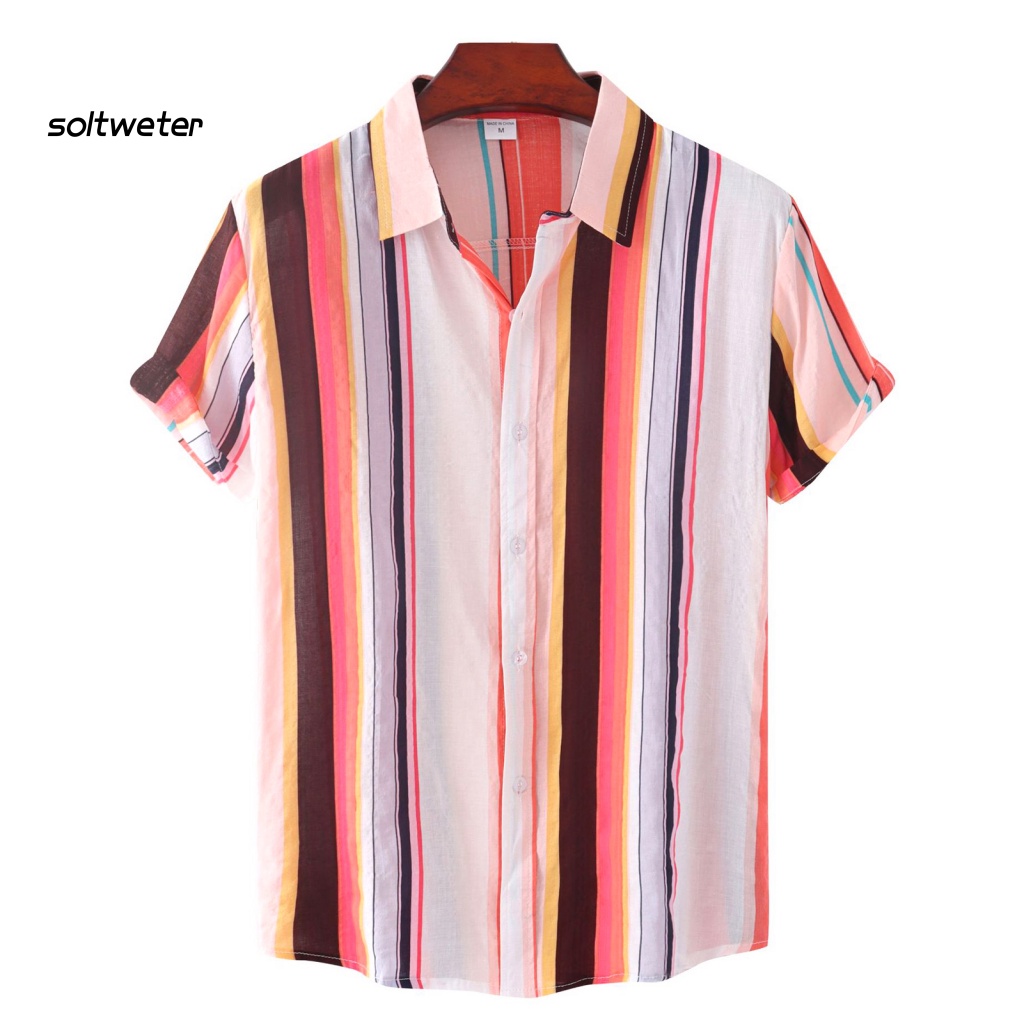 Áo Sơ Mi Dáng Rộng Cỡ Lớn In Họa Tiết Kẻ Sọc Màu Tương Phản Thời Trang Công Sở Cho Nam