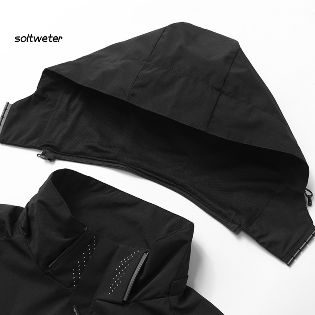 Áo Khoác Thể Thao Có Mũ Trùm Chống Nước Màu Sắc Đơn Giản Cho Nam
