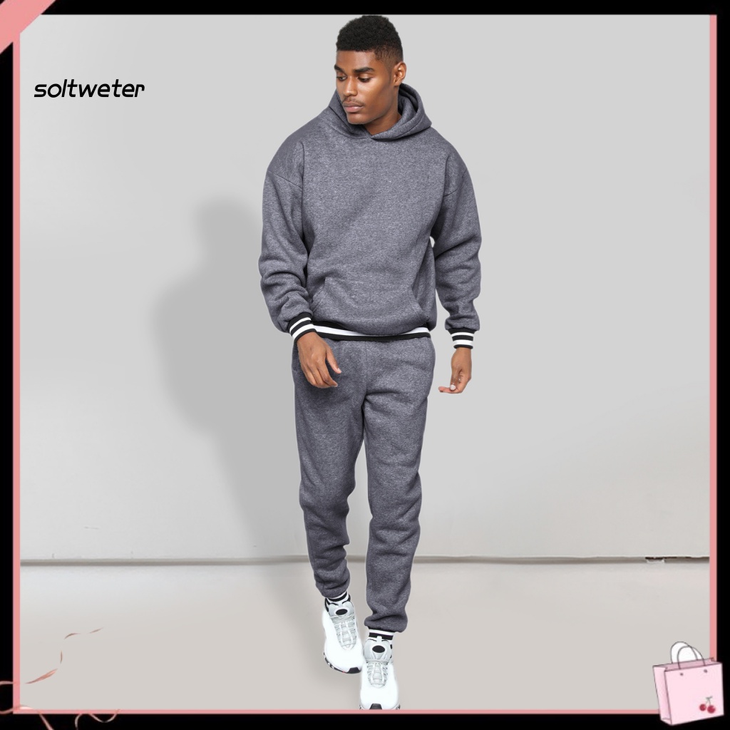 Set 1 Bộ Áo Hoodie + Quần Thể Thao Có Gân Màu Sắc Tương Phản Thời Trang Mùa Thu