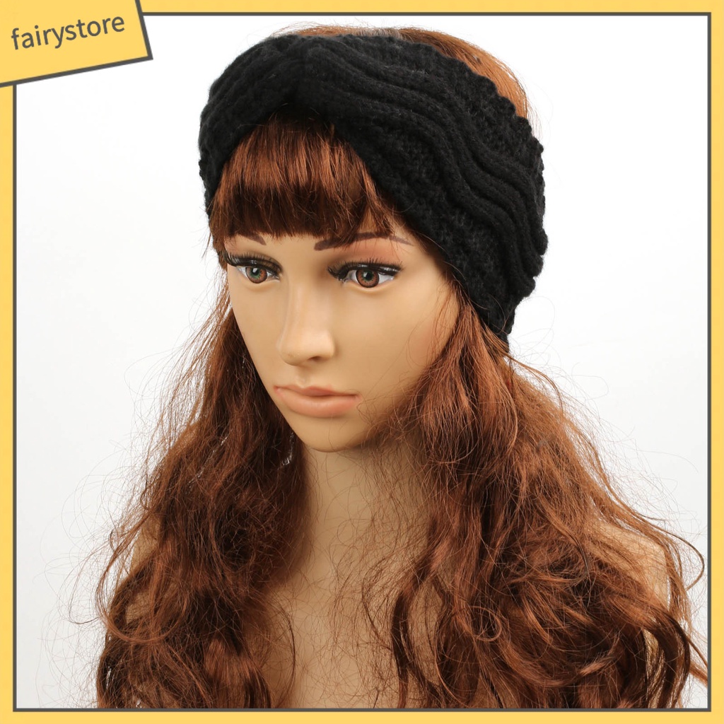 Băng Đô Cài Tóc Vải Lông Cừu Dày Dặn Co Giãn Màu Trơn Thắt Nút Dành Cho Nữ