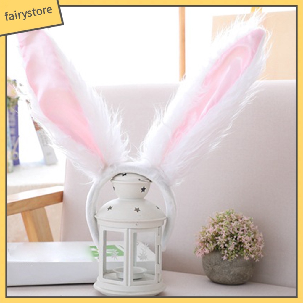 Băng Đô Cài Tóc Tai Thỏ Lông Xù Hoạt Hình Đáng Yêu Dành Cho Bé Gái