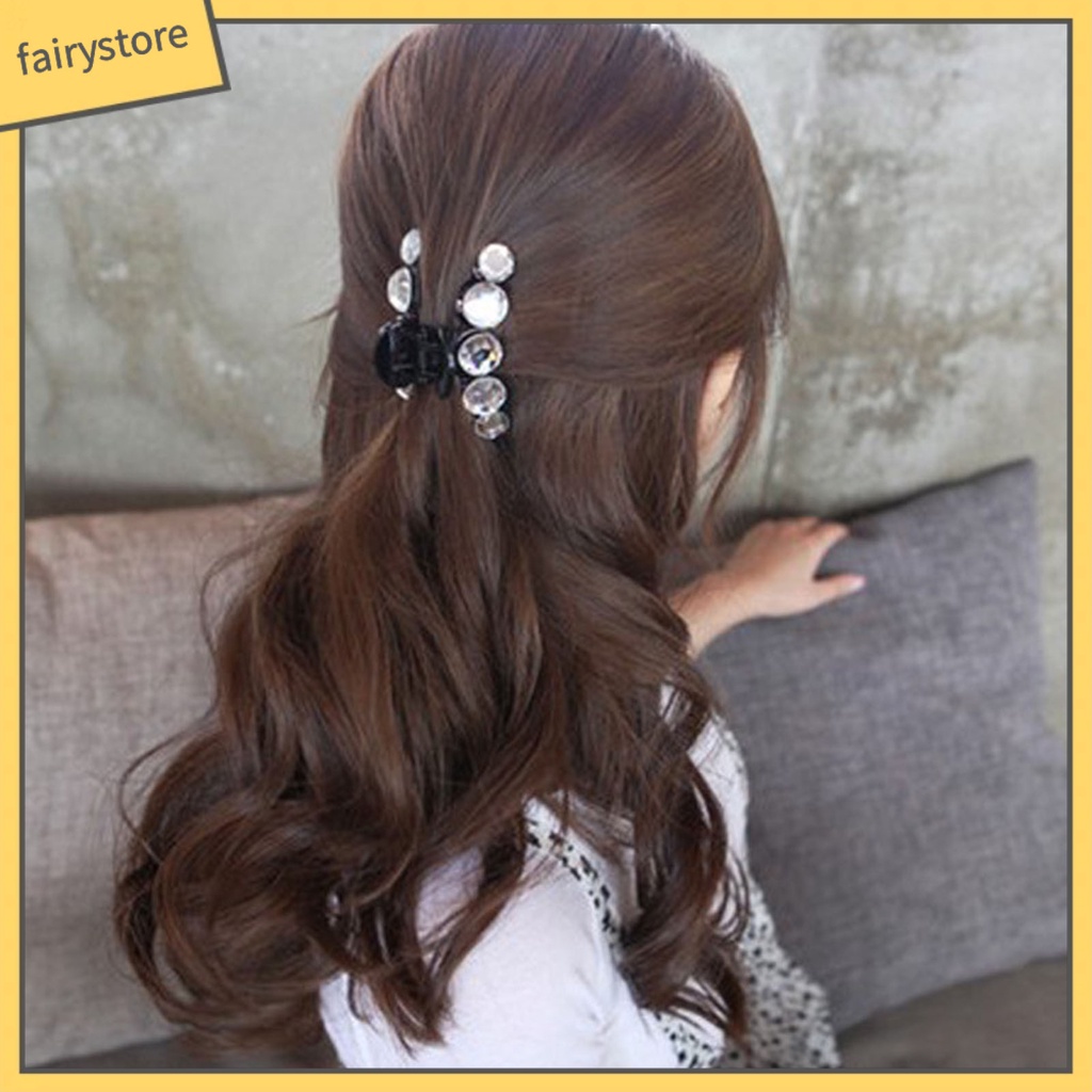 Kẹp Tóc Càng Cua Bằng Nhựa Đính Pha Lê Lấp Lánh Trang Nhã