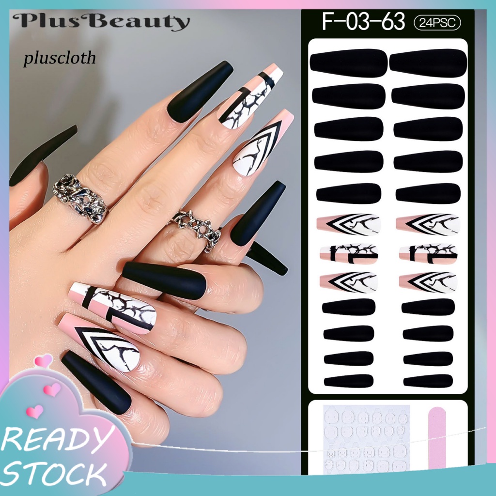 Bộ 24 Móng Tay Giả Siêu Mỏng Che Phủ Toàn Diện Phong Cách Pháp Sang Trọng