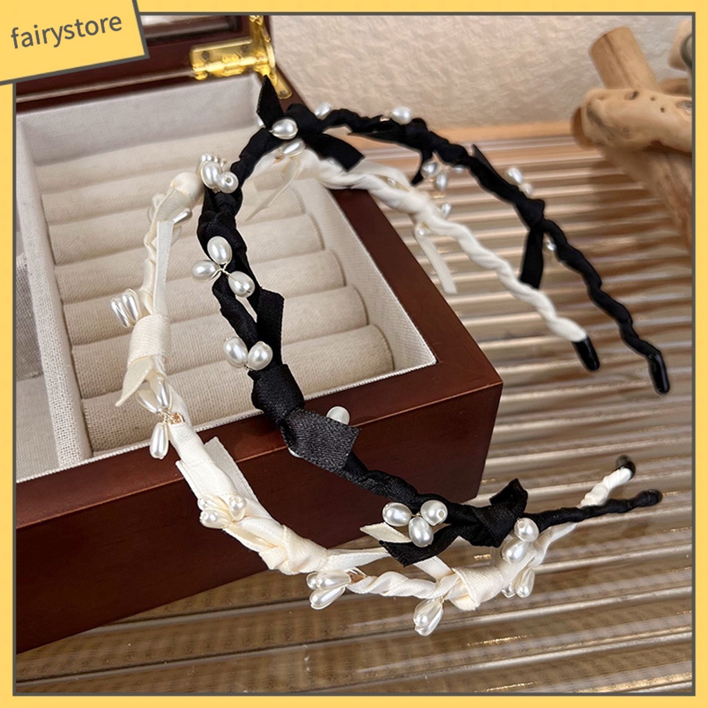 Băng Đô Cài Tóc Đính Ngọc Trai Nhân Tạo Chống Trượt Cho Nữ