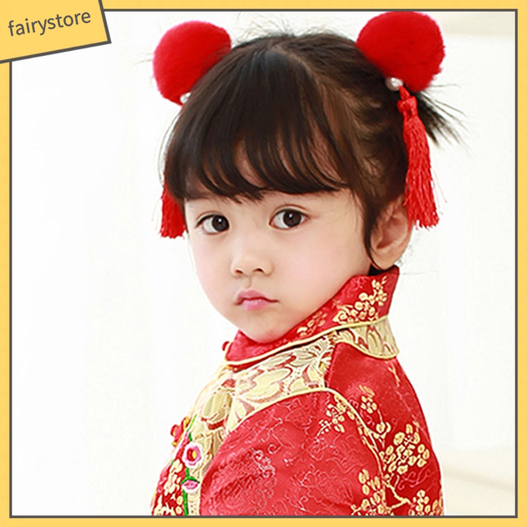 1 Bộ Kẹp Tóc Đính Ngọc Trai Giả Siêu Nhẹ Phong Cách Trung Hoa Dành Cho Bé Gái