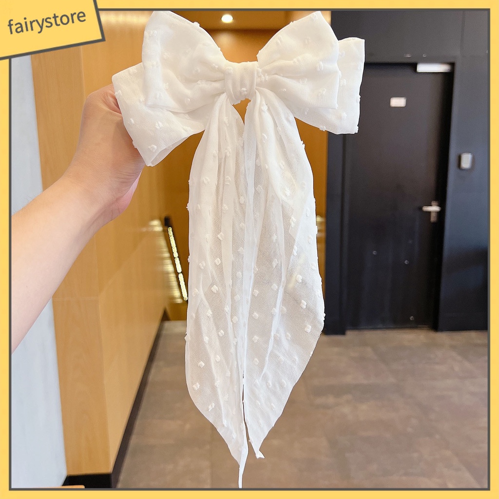 Kẹp Tóc Nơ Phối Dây Ruy Băng Tua Rua Chống Trượt Trang Trí Tóc Cho Nữ