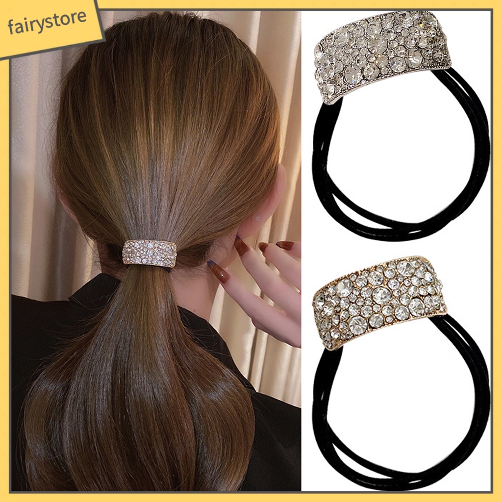 Dây Cột Tóc Co Giãn Nhiều Lớp Đính Đá Trang Trí Thanh Lịch