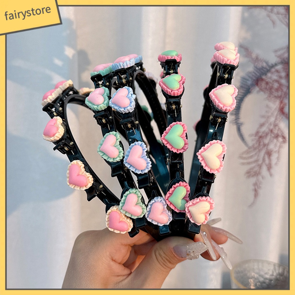 Băng đô cài tóc rửa mặt Co Giãn Chống Trượt Màu Sắc Tương Phản Trang Trí Trái Tim Cho Nữ