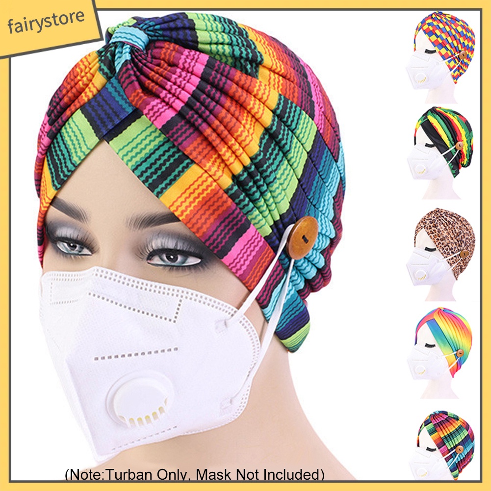 Set 2 Mũ Turban In Họa Tiết Cầu Vồng Thời Trang Nữ