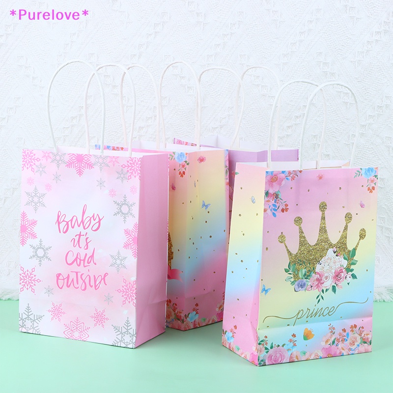 Set 5 Túi Đựng Quà Họa Tiết Bướm / Vương Miện / Hoa Tuyết Xinh Xắn Mới