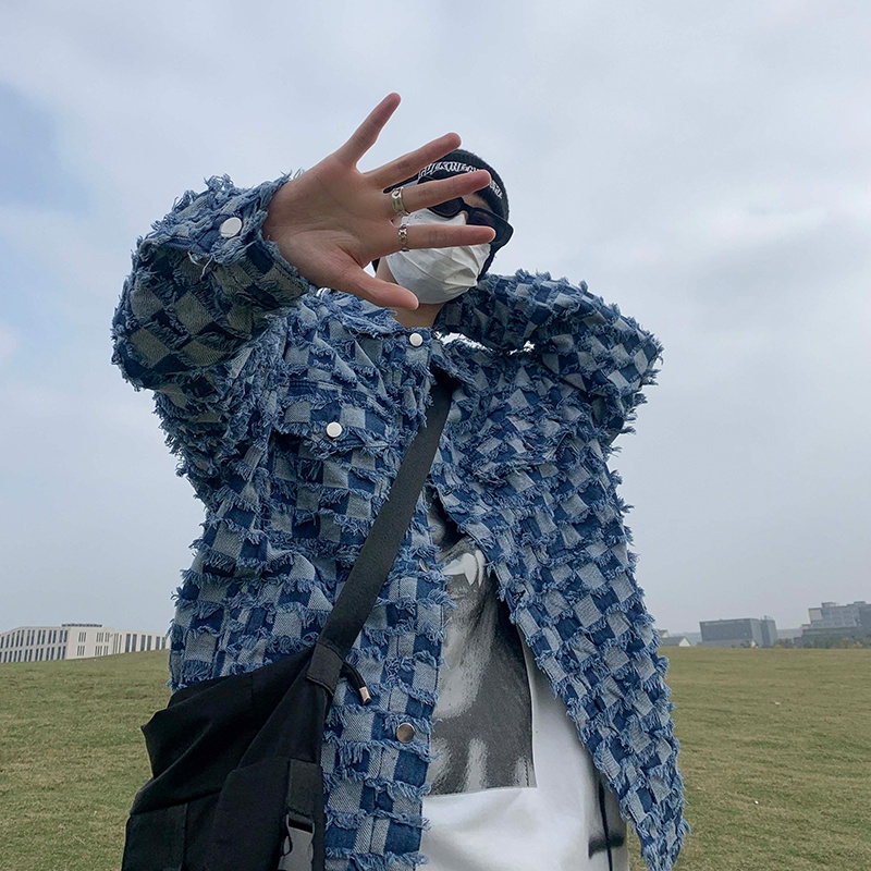 Áo Khoác Denim Cao Cấp Cảm Giác Chạm Cảm Giác Thời Trang Retro Mỹ Mùa Xuân Cho Nam