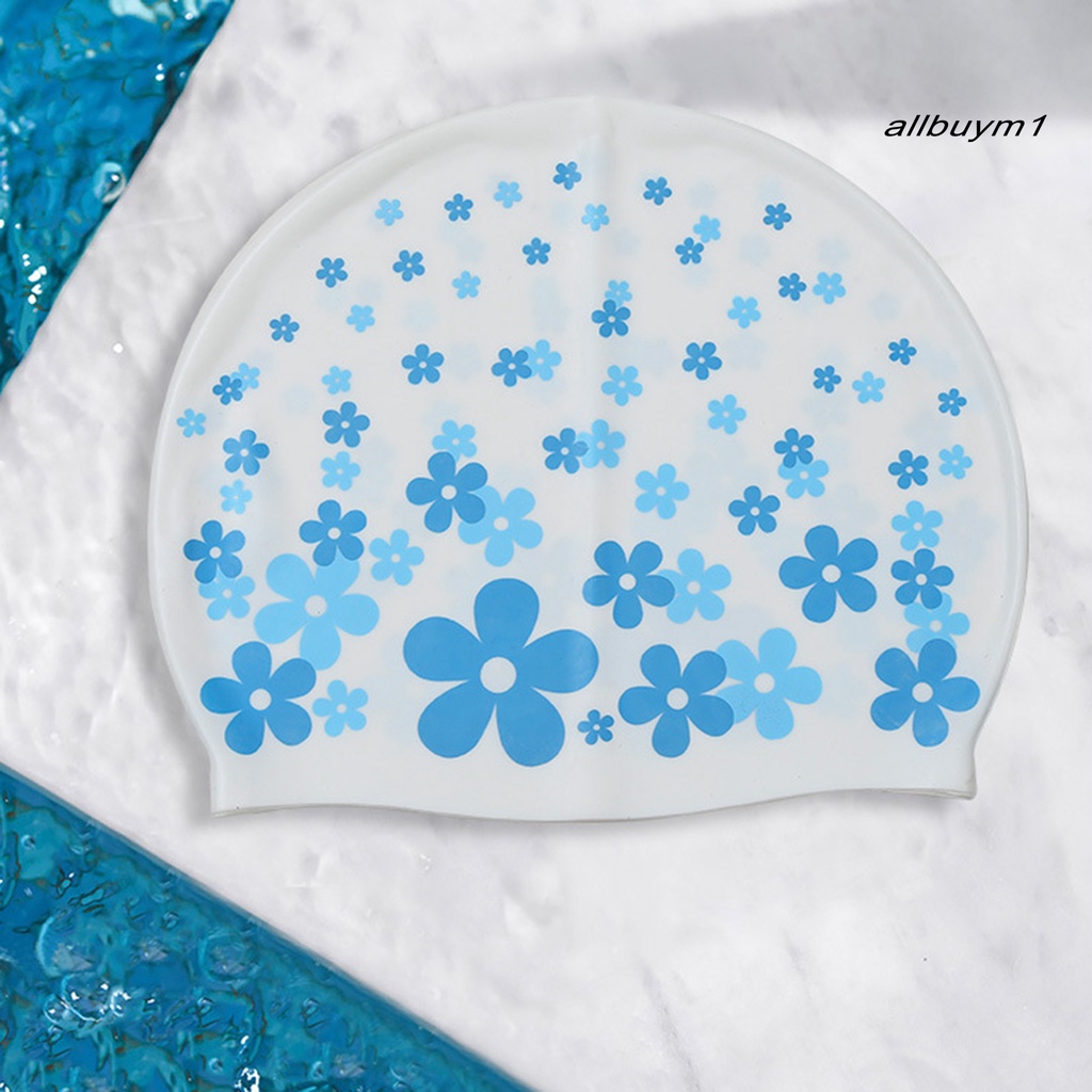 Mũ Bơi Silicone Co Giãn Chống Thấm Nước In Họa Tiết Hoa Nhiều Màu Thoải Mái Cho Nam Và Nữ