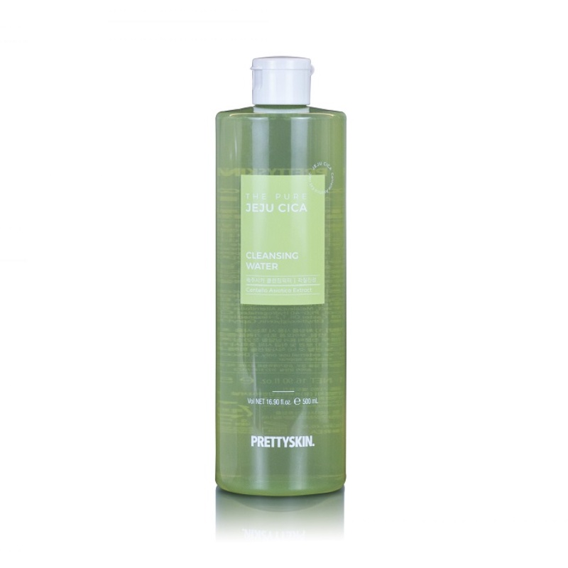 Nước Tẩy Trang Rau Má Dành Cho Da Dầu Mụn Nhạy Cảm PRETTYSKIN Jeju Cica Cleansing Water 500ml