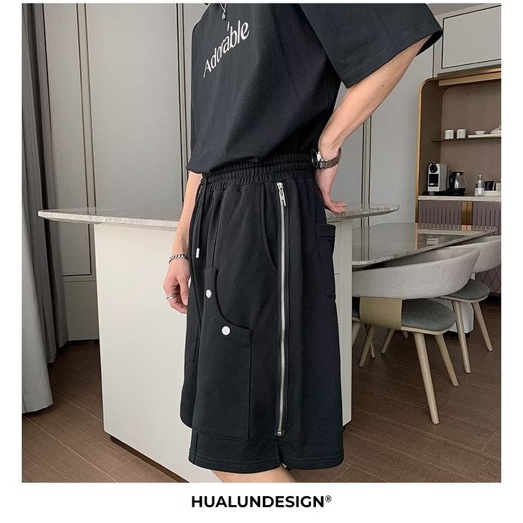 Quần Lửng Thể Thao Dáng Rộng Màu Đen Thời Trang Mùa Hè Cá Tính Cho Nam