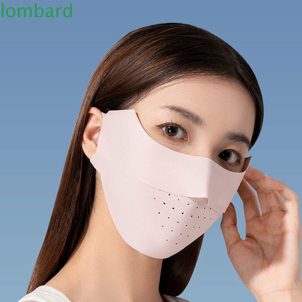 Khẩu Trang Chống Nắng Bằng Lụa Lạnh Màu Trơn Thoáng Khí Bảo Vệ Mắt Cho Nữ