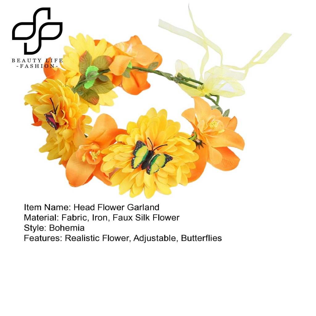 Vòng Hoa Vương Miện Thắt Dây Dùng Làm Đạo Cụ Chụp Ảnh Cưới / Đi Biển Phong Cách Bohemian