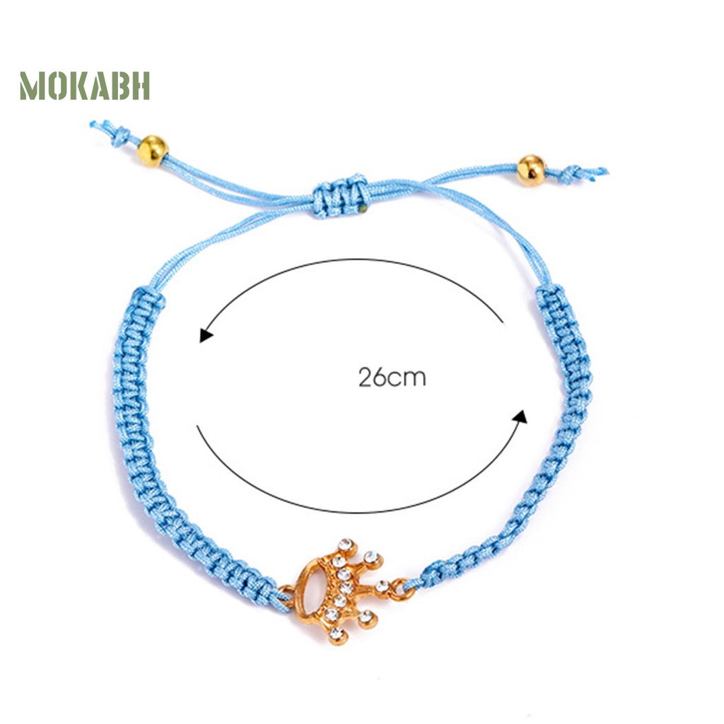 Vòng Tay Dây Bện Họa Tiết Trái Tim Vương Miện Phong Cách Bohemia