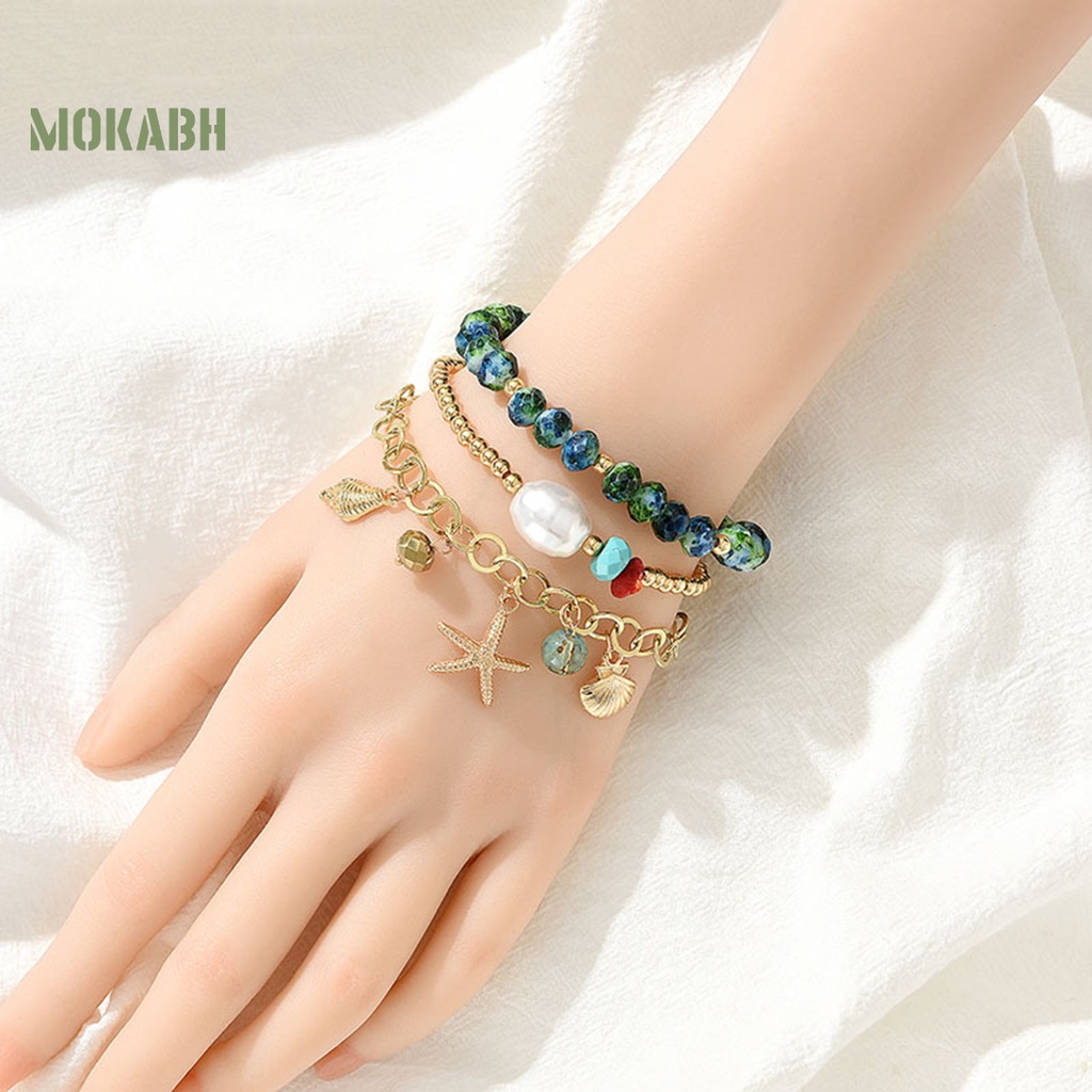 Vòng Đeo Tay Dạng Chuỗi Hạt Nhiều Lớp Phong Cách Bohemian Thời Trang Cho Nữ