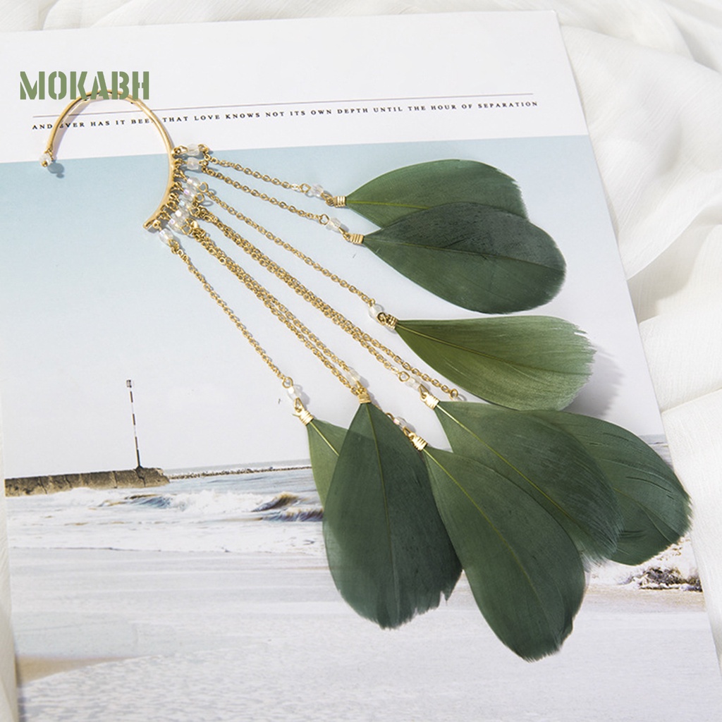 1 Cặp Bông Tai Lông Vũ Tua Rua Dáng Dài Phong Cách Bohemian