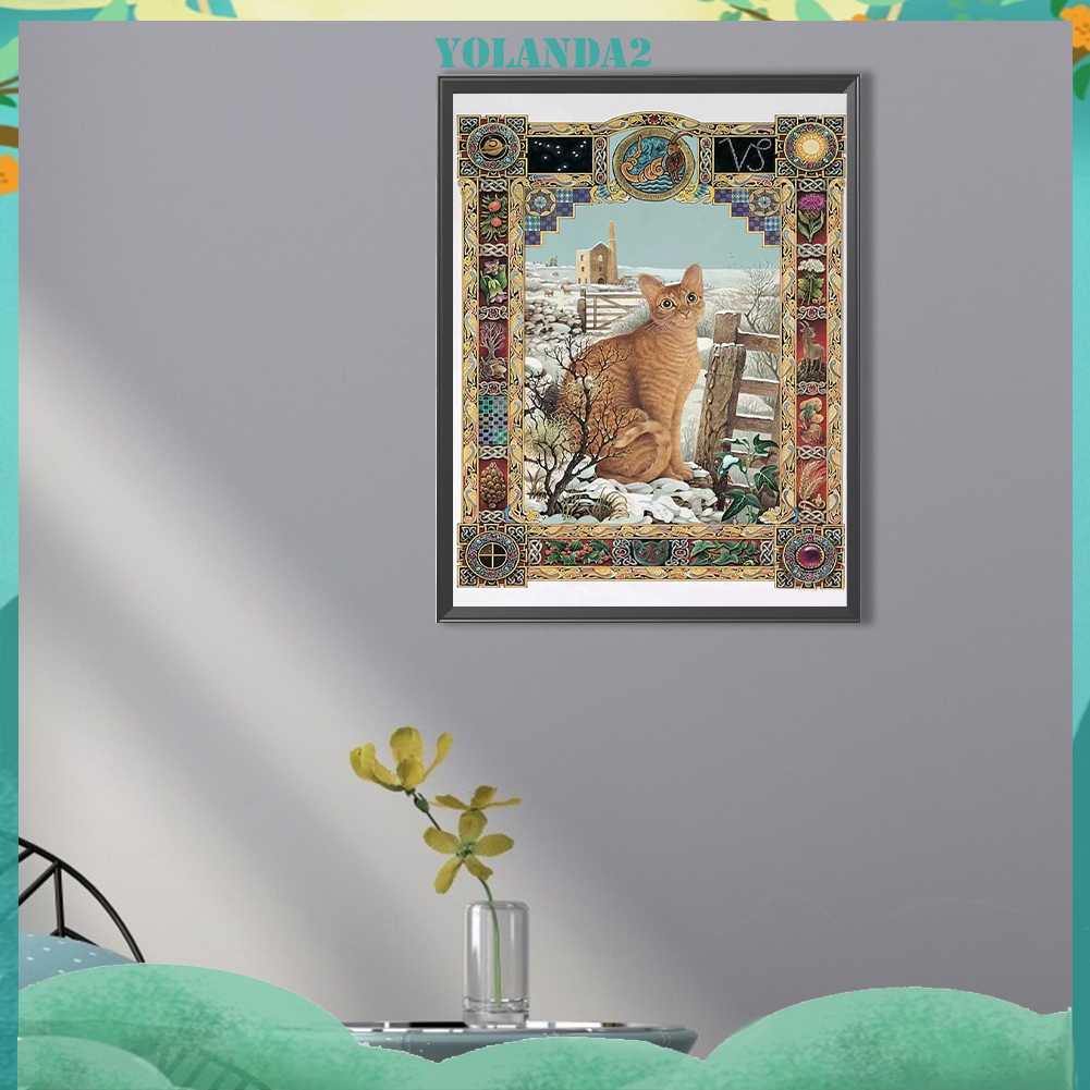 Tranh Đính Đá Kim Cương Toàn Bộ 5D DIY Hình Vẽ Mèo Trang Trí Nhà Cửa