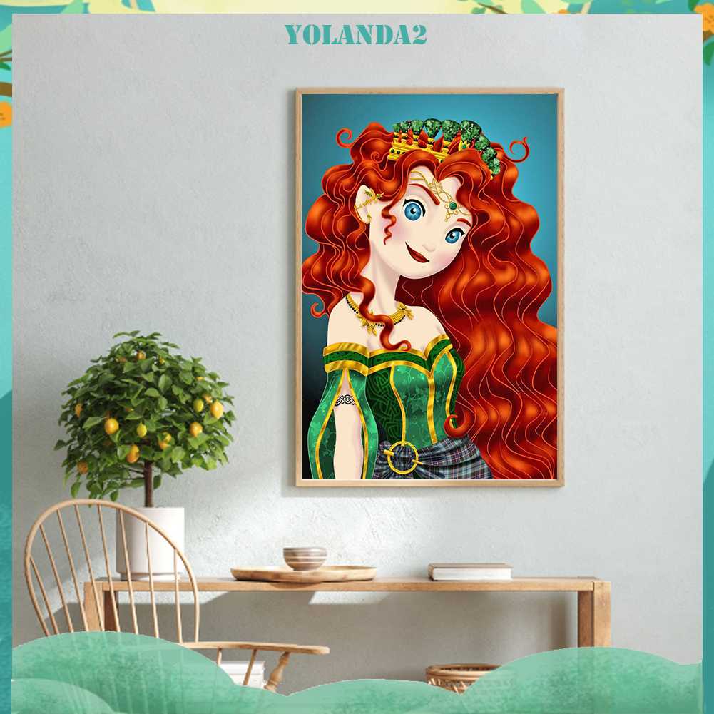 Tranh Đính Đá Kim Cương Toàn Bộ 5D DIY Hình Vẽ Công Chúa Merida