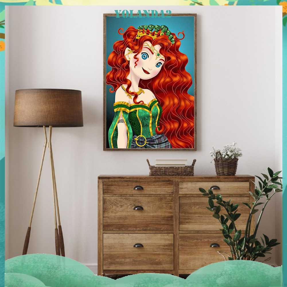 Tranh Đính Đá Kim Cương Toàn Bộ 5D DIY Hình Vẽ Công Chúa Merida