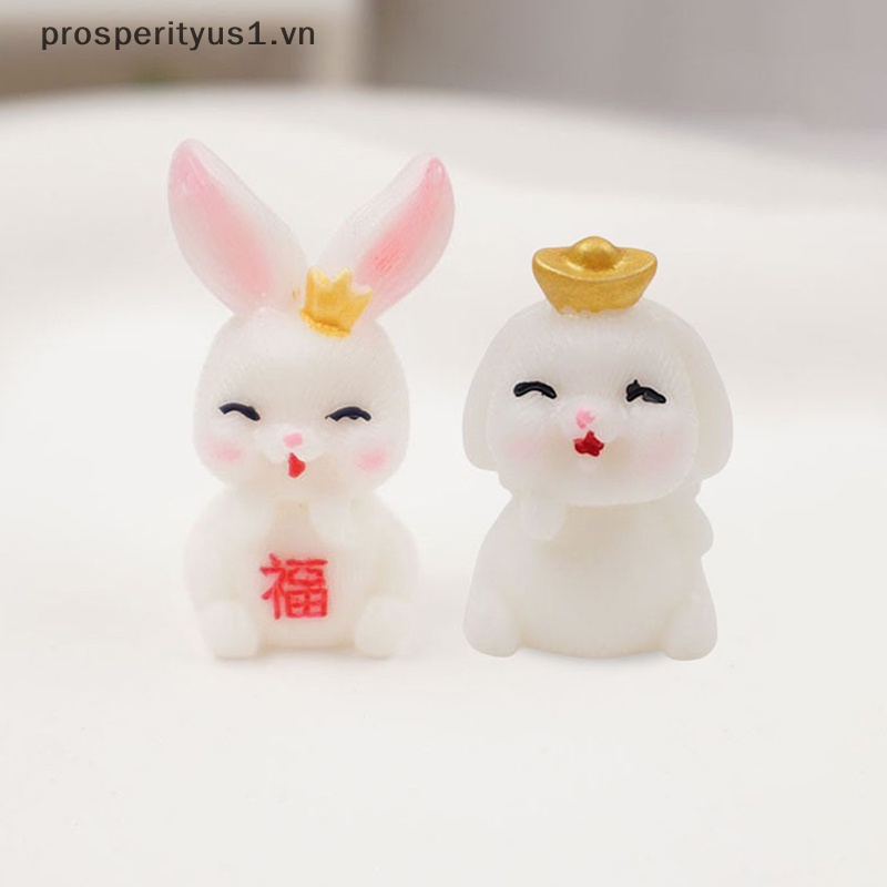 1 [prosperityus1] Set 10 Tượng Thỏ Mini Bằng Nhựa Resin Dạ Quang Dễ Thương Trang Trí Tiểu Cảnh [VN]