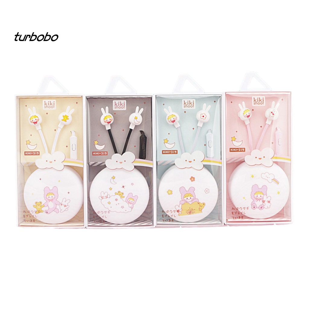 Tai Nghe Có Dây HD-compatible Calling Kèm Hộp Đựng Hình Thỏ Hoạt Hình 3.5mm